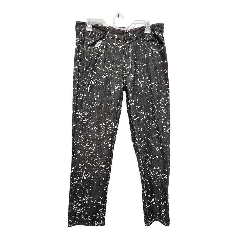 King Maker Mens 36X30 100% Cotton Factory Splattered 100% Cotton Denim Jeans